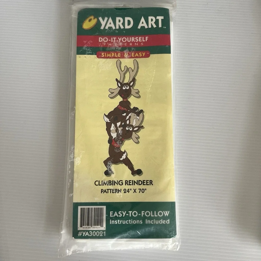 Yard Art Do It Yourself Wood Patterns Santa Reindeer Noel Lot of 3 Sealed